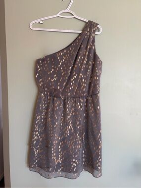 NWOT BCBGeneration Gold Metallic One Shoulder Dress 6 Y2K Glam Indie Sleaze